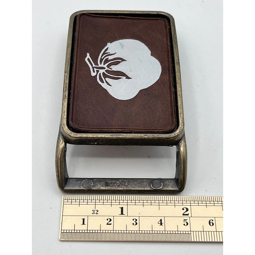 Vintage‎ Delta Boll Weevil Belt Buckle Cotton Plant Brass Tone Rectangular